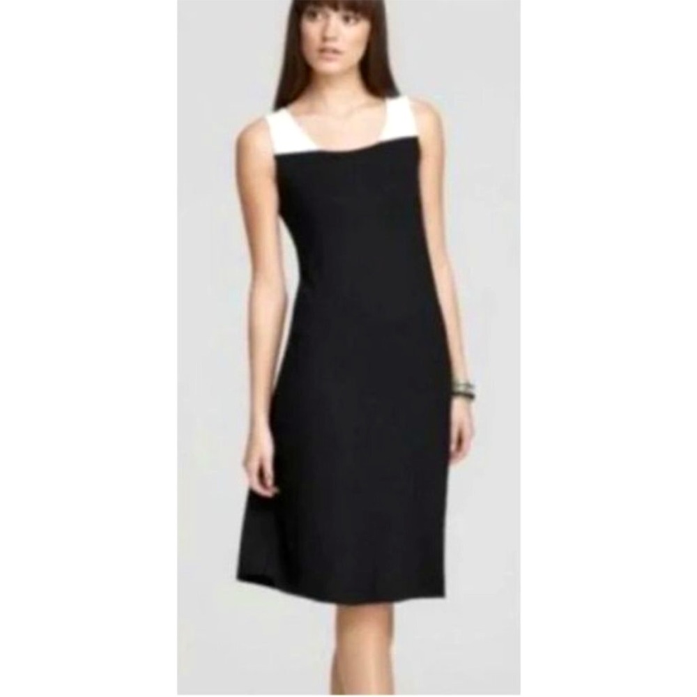 Eileen Fisher petite black & white Jersey knit cutout shift dress